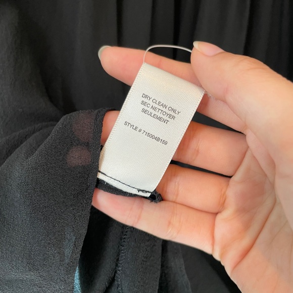 rebecca taylor lace sheer silk lace long sleeve top black button up raw hem 0 - Picture 8 of 8